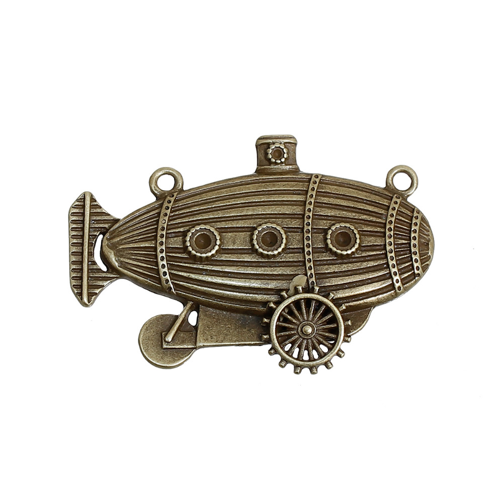 Steampunk Kettenanhänger Zeppelin, 2er Set