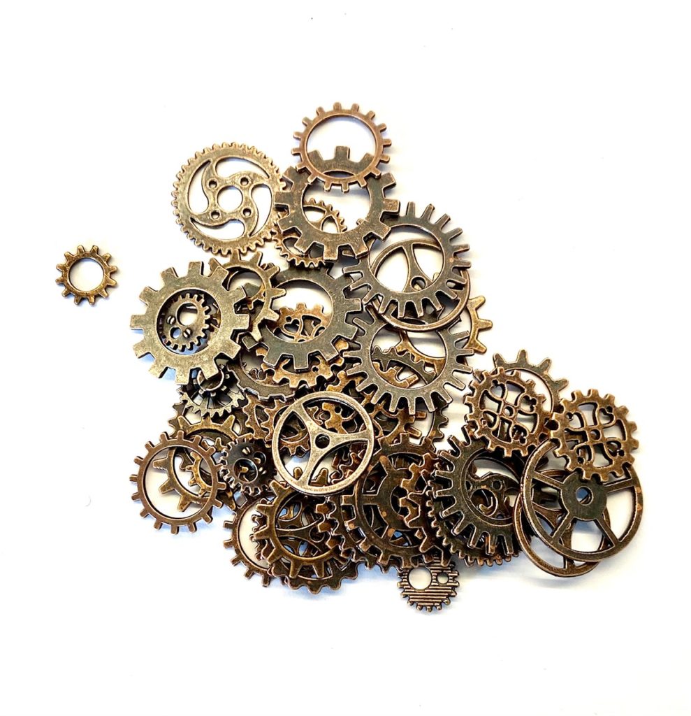 Steampunk Zahnrad-Mix Hinrich, 100 Stück, kupferfarben