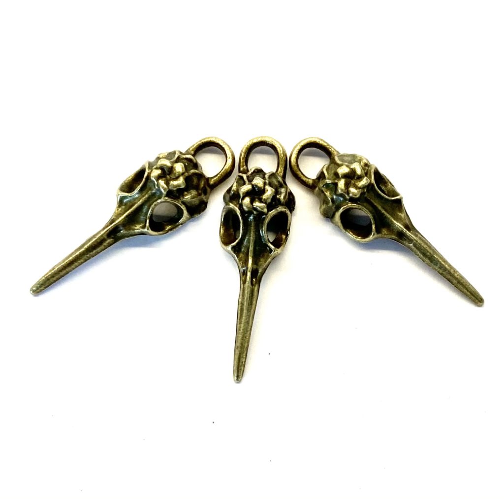 Steampunk Vogelschädel bronze, 3er Set