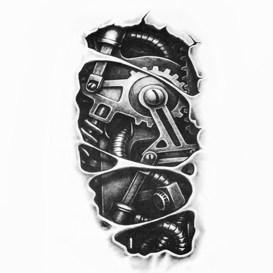 Steampunk Tattoo mechanischer Arm 2