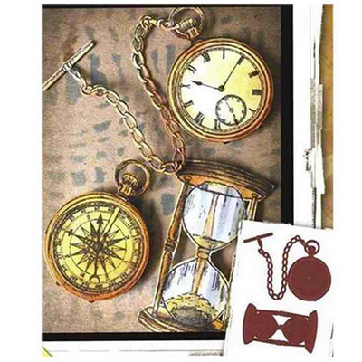 Steampunk Stanzschablonen-Set Taschenuhr und Sanduhr