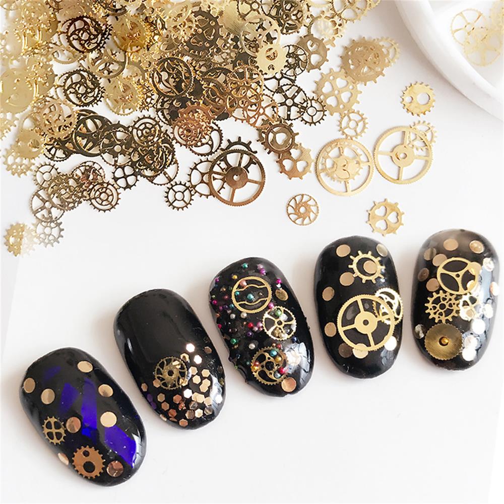 Steampunk Zahnrad-Set 66, Nageldekoration, 2 Stück